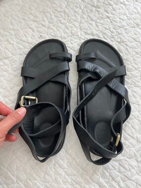 Black Strappy Leather Sandals